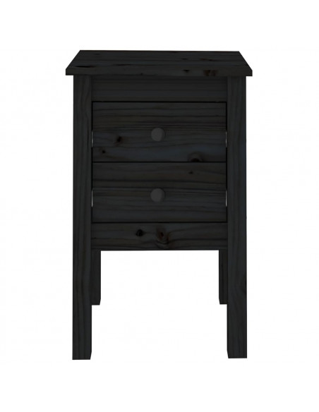 Comodini 2 pz Nera 40x35x61,5 cm in Legno Massello di Pino