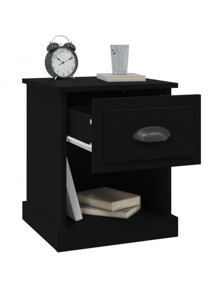 Comodini 2 pz Neri 39x39x47,5 cm in Legno Multistrato
