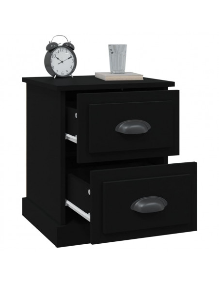 Comodini 2 pz Neri 39x39x47,5 cm in Legno Multistrato