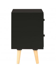 Comodini 2 pz Neri 40x30x50 cm Legno Massello di Pino