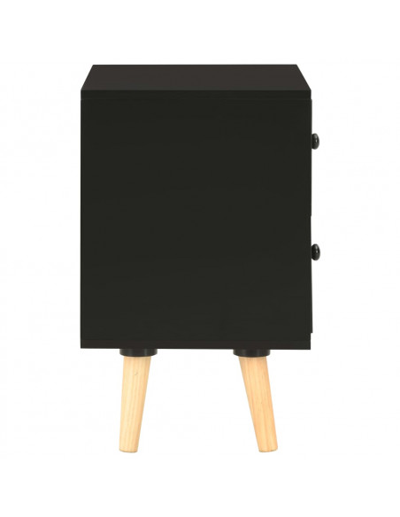 Comodini 2 pz Neri 40x30x50 cm Legno Massello di Pino