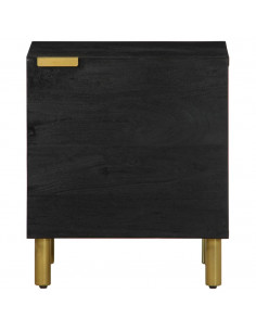 Comodini 2 pz Neri 40x33x46 cm in Legno Massello di Mango