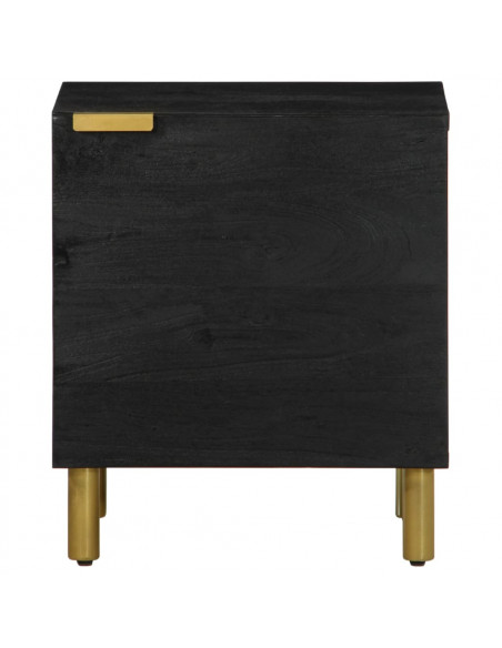 Comodini 2 pz Neri 40x33x46 cm in Legno Massello di Mango