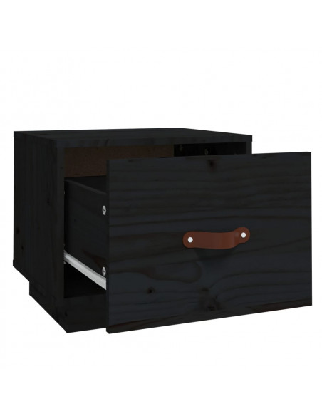 Comodini 2 pz Neri 40x34x35 cm in Legno Massello di Pino