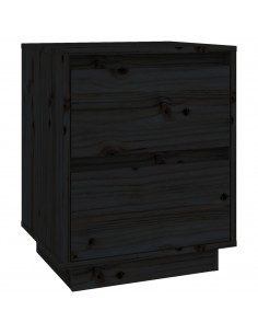 Comodini 2 pz Neri 40x35x50 cm in Legno Massello di Pino