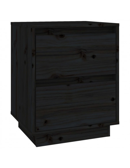 Comodini 2 pz Neri 40x35x50 cm in Legno Massello di Pino