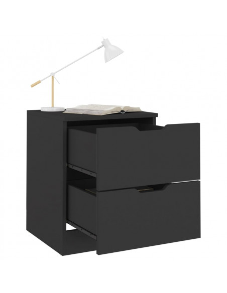 Comodini 2 pz Neri 40x40x50 cm in Legno Multistrato