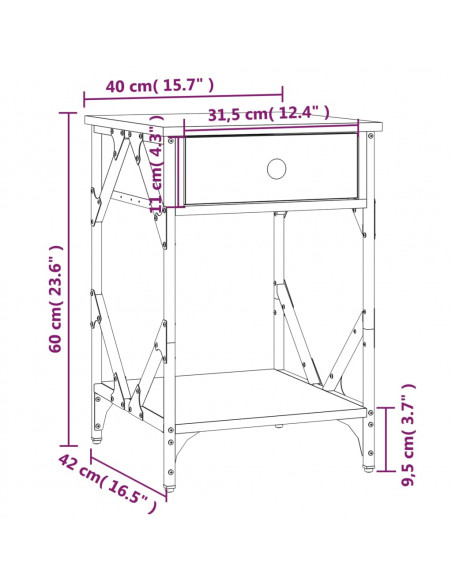 Comodini 2 pz Neri 40x42x60 cm in Legno Multistrato