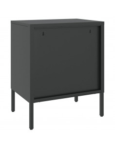 Comodini 2 pz Neri 50x35x60 cm in Vetro e Acciaio
