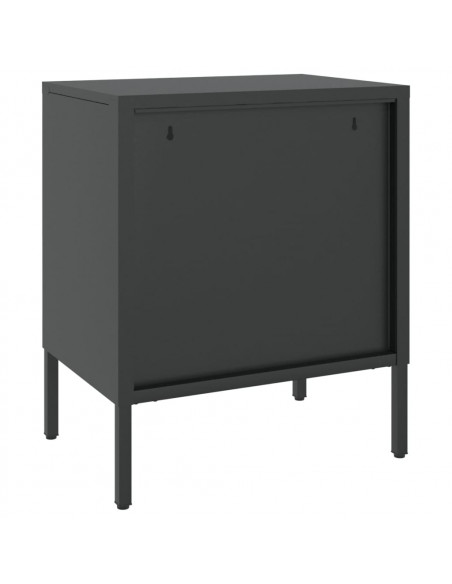 Comodini 2 pz Neri 50x35x60 cm in Vetro e Acciaio