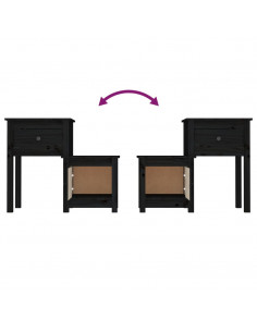 Comodini 2 pz Neri 79,5x38x65,5 cm in Legno Massello di Pino
