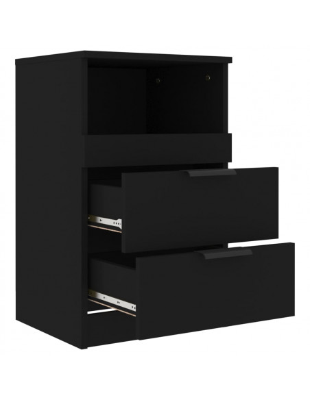 Comodini 2 pz Neri in Legno Multistrato