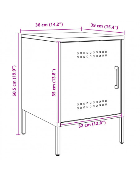 Comodini 2 pz Nero 36x39x50,5 cm in Acciaio