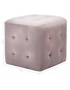 Comodini 2 pz Rosa 30x30x30 cm in Tessuto Vellutato