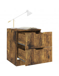 Comodini 2 pz Rovere Fumo 40x40x50 cm in Legno Multistrato