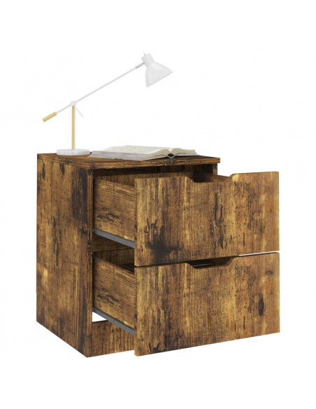 Comodini 2 pz Rovere Fumo 40x40x50 cm in Legno Multistrato