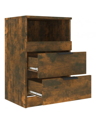 Comodini 2 pz Rovere Fumo in Legno Multistrato