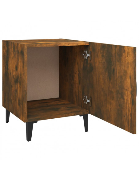 Comodini 2 pz Rovere Fumo in Legno Multistrato