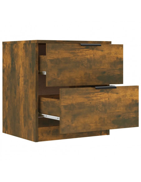 Comodini 2 pz Rovere Fumo in Legno Multistrato