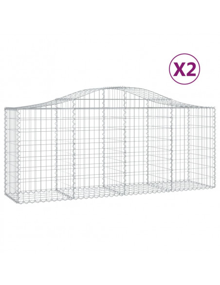 Cesti Gabbioni ad Arco 2 pz 200x50x80/100 cm Ferro Zincato