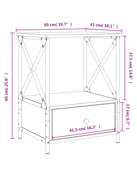 Comodini 2 pz Rovere Sonoma 50x41x65 cm in Legno Multistrato