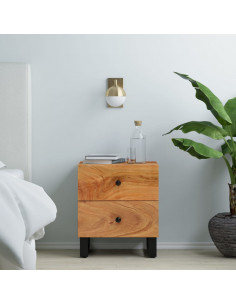 Comodini 2pz 40x33x46 cm in Legno Massello di Acacia