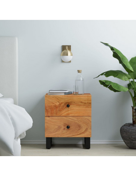 Comodini 2pz 40x33x46 cm in Legno Massello di Acacia