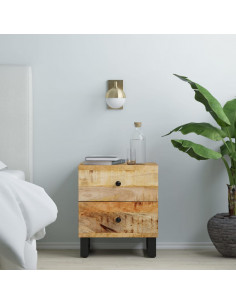 Comodini 2pz 40x33x46 cm in Legno Massello di Mango