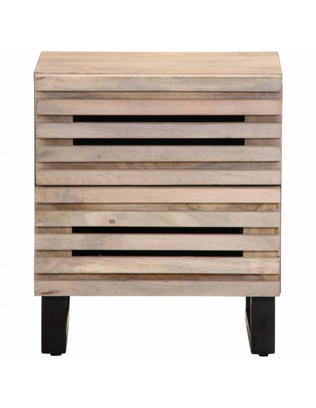 Comodini 2pz 40x34x46 cm in Legno Massello di Mango Sbiancato