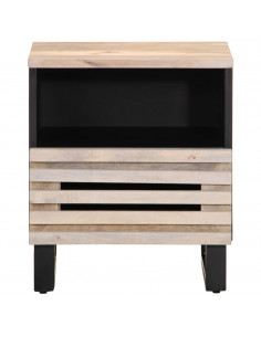 Comodini 2pz 40x34x46 cm in Legno Massello di Mango Sbiancato