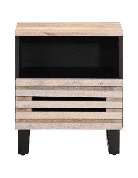 Comodini 2pz 40x34x46 cm in Legno Massello di Mango Sbiancato