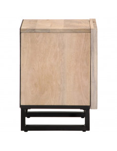 Comodini 2pz 40x34x46 cm in Legno Massello di Mango Sbiancato