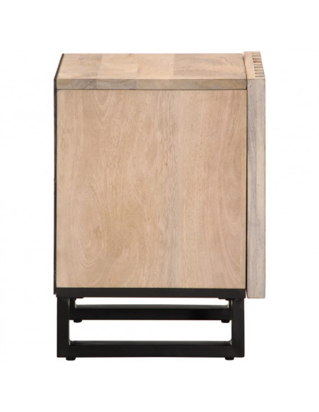 Comodini 2pz 40x34x46 cm in Legno Massello di Mango Sbiancato