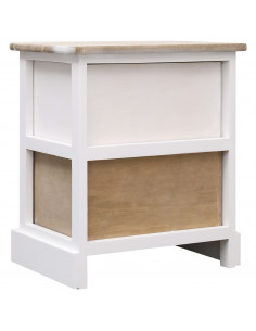 Comodini 2pz Bianco e Naturale 38x28x45cm in Legno di Paulonia