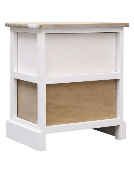 Comodini 2pz Bianco e Naturale 38x28x45cm in Legno di Paulonia