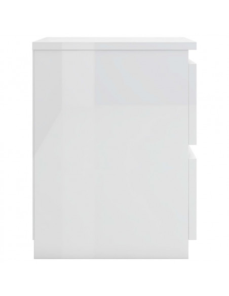 Comodini 2pz Bianco Lucido 30x30x40 cm in Legno Multistrato