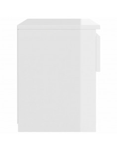 Comodini 2pz Bianco Lucido 40x30x39 cm in Legno Multistrato