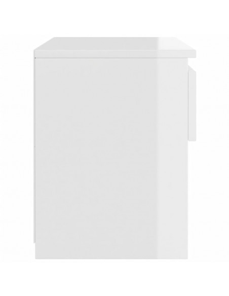 Comodini 2pz Bianco Lucido 40x30x39 cm in Legno Multistrato