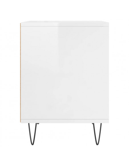 Comodini 2pz Bianco Lucido 40x35x50 cm in Legno Multistrato