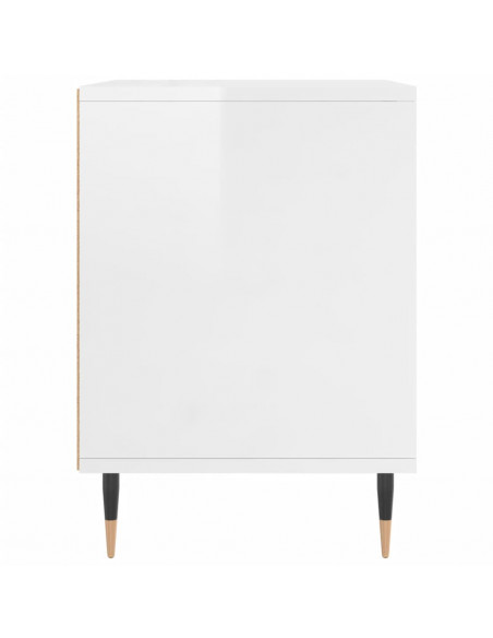 Comodini 2pz Bianco Lucido 40x35x50 cm in Legno Multistrato