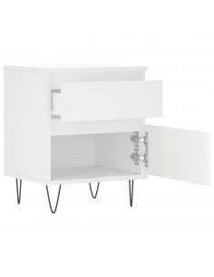 Comodini 2pz Bianchi 40x35x50 cm in Legno Multistrato 2