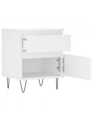 Comodini 2pz Bianchi 40x35x50 cm in Legno Multistrato