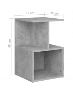Comodini 2pz Grigio Cemento 35x35x55 cm in Legno Multistrato