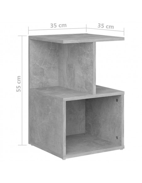 Comodini 2pz Grigio Cemento 35x35x55 cm in Legno Multistrato