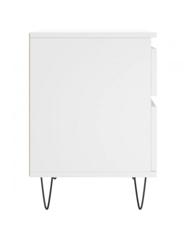 Comodini 2pz Bianchi 40x35x50 cm in Legno Multistrato