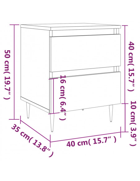 Comodini 2pz Grigio Sonoma 40x35x50 cm in Legno Multistrato