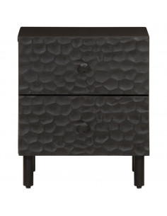 Comodini 2pz Neri 40x33x46 cm in Legno Massello di Mango