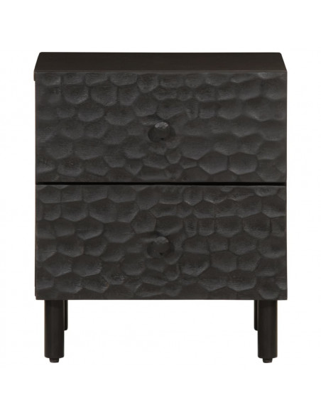 Comodini 2pz Neri 40x33x46 cm in Legno Massello di Mango
