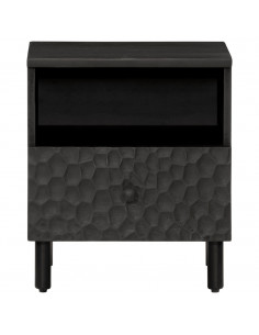 Comodini 2pz Neri 40x33x46 cm in Legno Massello di Mango