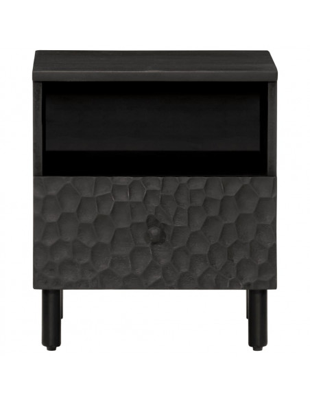 Comodini 2pz Neri 40x33x46 cm in Legno Massello di Mango